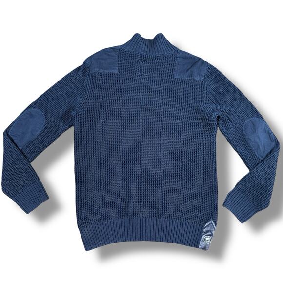 Buffalo David Bitton Commando Sweater Men's L Navy Waffle Knit Pullover Fall - Picture 2 of 7
